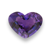 Beautiful heart shaped purple sapphire.  This intense heart shape sapphire has a rich purple color with sparkling blue undertones.