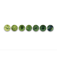 We stock natural calibrated diamond-cut round melee ombre green sapphires for suites  in every tenth-of-a-millimeter 1.2 mm and up  in every shade of green sapphire from light minty green to teal green. Made to order or mixed with other sapphire melee col