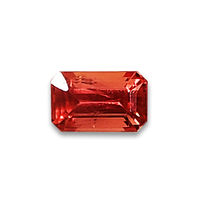 Emerald-cut unheated orange sapphire from the Umba River Valley in Africa.  This sapphire has deep rich red overtones.