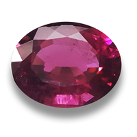 Bright oval rubellite tourmaline with deep warm hot pink or magenta color. Very lively pink tourmaline.