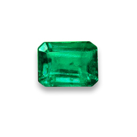 Super bright emerald-cut Colombian emerald.  This ec emerald is very lively, clean and well-cut.