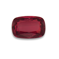 Elongated natural unheated ruby cushion.  This untreated rectangular cushion ruby has a nice deep red color. Clean Ruby slightly shallow so faces up larger.