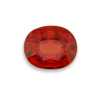 Natural oval orange sapphire.  This orange sapphire is super lively and clean.  It is an intense orange oval sapphire with fire red flashes.