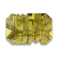 Fancy cut natural  untreated freeform chrysoberyl. This unique faceted emerald-cut fancy shape yellow golden chrysoberyl is a clean stone and very lively with green undertones.