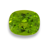 Super lively cushion peridot. This untreated peridot in a rectangle cushion shape has a lovely chartreuse green color with flashes of lime green and yellow.  Very pretty Arizona peridot.