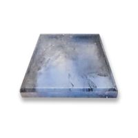 Untreated blue sapphire freeform slab.  This natural geometric Umba sapphire slice is fully high polished and has a beveled facet girdle.  A one-of-a-kind natural sapphire beauty!