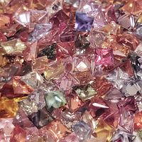 Multi color untreated sapphire in princess cut squares. These square sapphires are natural untreated sapphires and come in many earthy colors and organic shades such as pastel pinks, rose sapphires, baby blue sapphires, peach sapphire<br><br>We offer a st