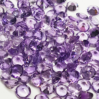 Scintillating lavender amethyst calibrated 4 mm round melee.  These  4 mm round amethyst melee also known as rose de France color amethyst are very well cut and perfect for matched suites.