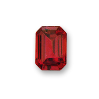 Emerald-cut unheated orange sapphire from the Umba River Valley in Africa.  This sapphire has deep reddish undertones.