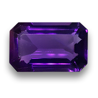 Large emerald-cut purple amethyst. This natural E/C amethyst is well cut with a rich royal purple color