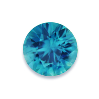 Lively 7.7 mm round blue zircon.  This electric blue zircon is well cut, clean and brilliant. Natural Zircon with diamond like fire.  