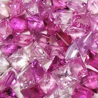 We are pleased to offer a remarkable selection of calibrated princess-cut natural pink sapphire melee in every tenth-of-a-millimeter, spanning a wide range of captivating pink shades. From the delicate and diamond-like very light pink sapphires to the cha