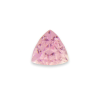 Light pink 5.5 millimeter trillion tourmaline. Nice bright baby pink tourmaline from California.  This triangle shape tourmaline would be nice in many jewelry designs.