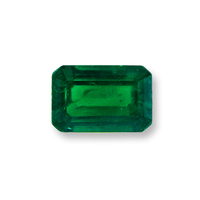 Pretty green emerald-cut emerald.  This rectangle emerald has perfect green color well cut and very lively. 