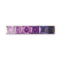 Calibrated princess cut purple sapphire melee in every tenth-of-a-millimeter 1.7 mm and up in every shade of 
purple from very light purple sapphire or lavender sapphire  to medium amethyst purple sapphire to deep blue purple sapphire and everything in be