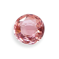 Bright and lively untreated light pink tourmaline. Very pretty 9mm round pink tourmaline with flashes of sasparilla color. A bit shallow could also be nice set upside down as a rose-cut pink tourmaline.